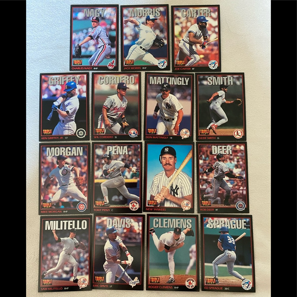 15 Triple play baseball cards